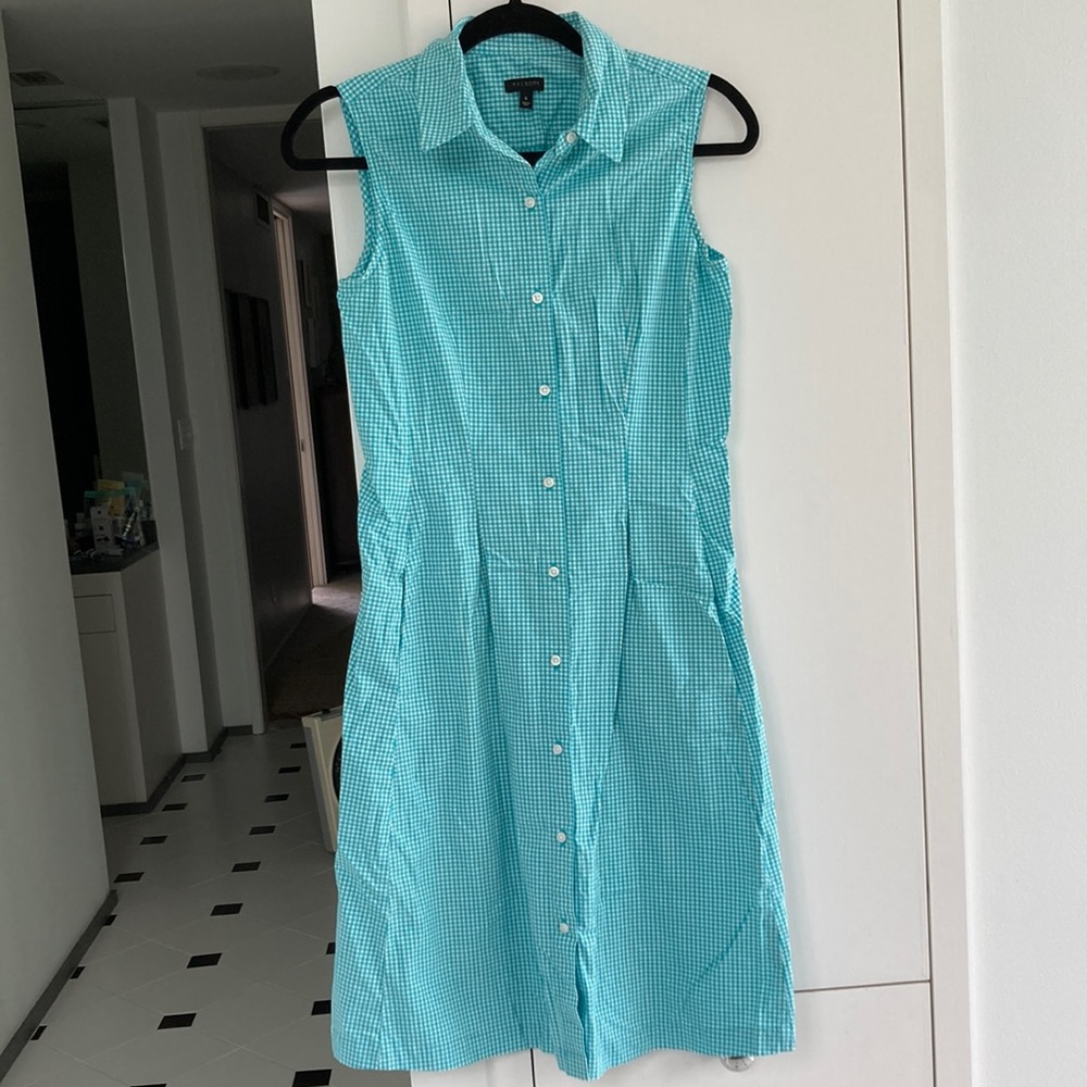 Talbots Gingham Check Pattern Button Down Dress -… - image 1